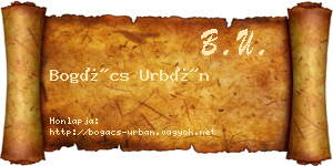 Bogács Urbán névjegykártya